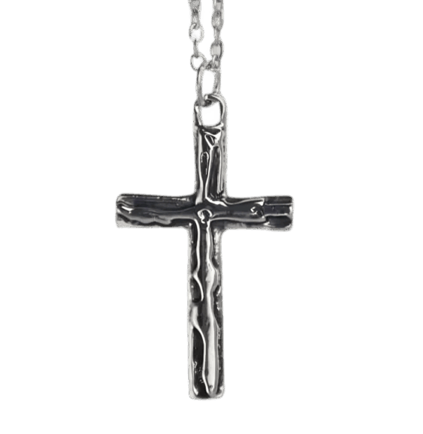 Christian Distressed Cross Pendant - Silver