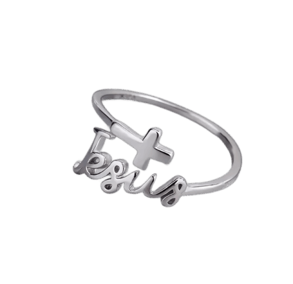 Christian Ring - Silver Plated Adjustable Jesus Cross