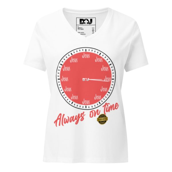 Jesus Is Always On Time - Women's V-Neck Tee