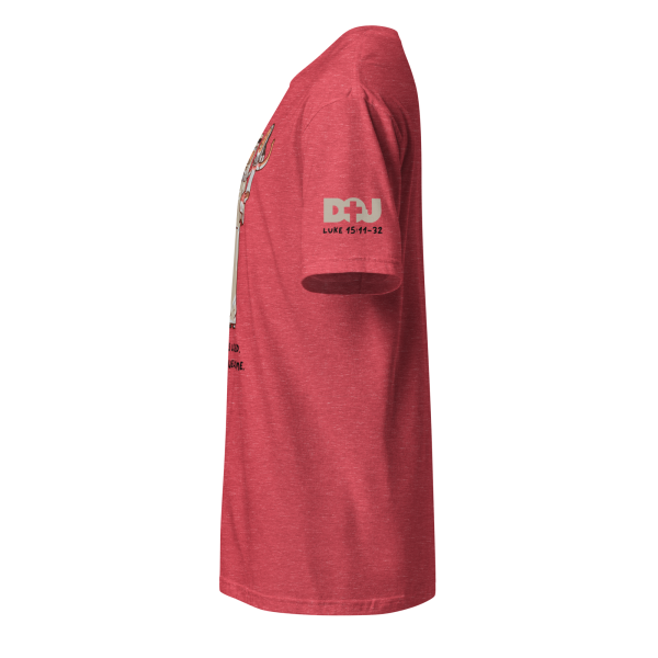 Unisex Soft Cotton Tee Heather Red - Side View